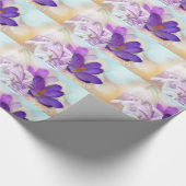 Foto van een Paarse Spring Crocus Patterned Cadeaupapier (Hoek)