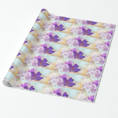 Foto van een  Paarse Spring Crocus Patterned Cadeaupapier (Uitgerold)