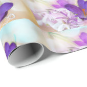 Foto van een Paarse Spring Crocus Patterned Cadeaupapier (Rol Hoek)