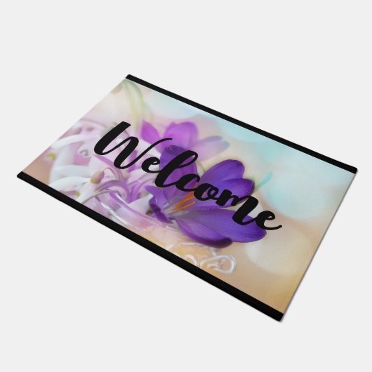 Foto van een Paarse Spring Crocus Welcome Deurmat (Schuin)
