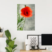 Foto van één papaverbloem poster (Thuiskantoor)