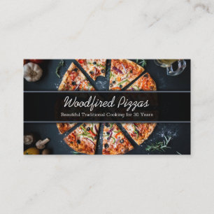 Foto van een Pizza op Slate - Visitekaartje