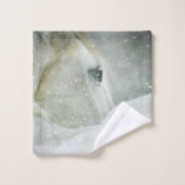 Foto van een prachtig wit paard in de winter bad handdoek (Wasdoekje)