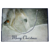 Foto van een prachtig wit paard in de winter groot cadeauzakje (Voorkant)