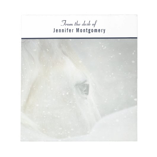 Foto van een prachtig wit paard in de winter notitieblok (Voorkant)