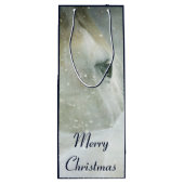 Foto van een prachtig wit paard in de winter wijn cadeautas (Achterkant)