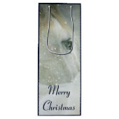 Foto van een prachtig wit paard in de winter wijn cadeautas (Voorkant)