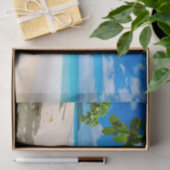 Foto van een prachtig zonnig tropisch strand tissuepapier (Geschenk)