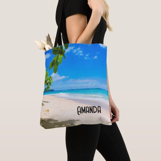 Foto van een prachtig zonnig tropisch strand tote bag (Dichtbij)
