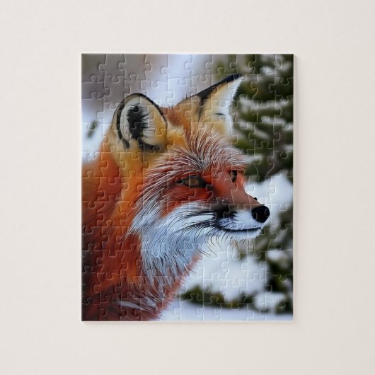 Foto van een Rode Fox in de sneeuw Legpuzzel (Verticaal)