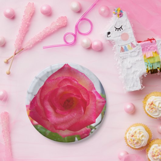 Foto van een roos dicht bij een papieren bord (Feest)