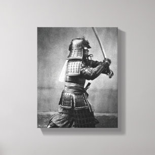 foto van een Samurai c. 1860 Canvas Afdruk
