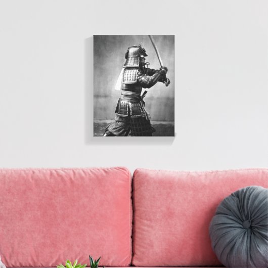  foto van een Samurai c. 1860 Canvas Afdruk (Insitu (Woonkamer))