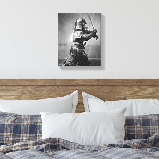  foto van een Samurai c. 1860 Canvas Afdruk (Insitu (Slaapkamer))