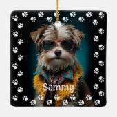 Foto van een schattige hond keramisch ornament (Achterkant)