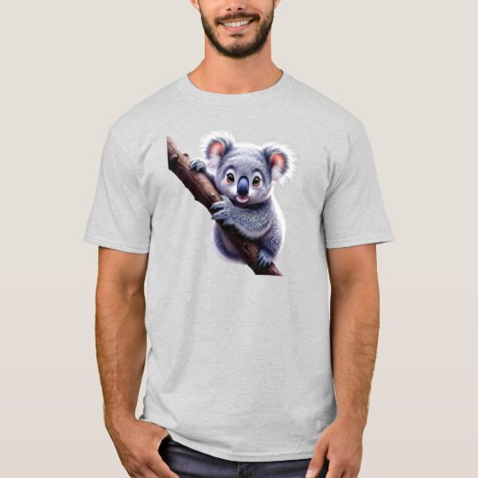 Foto van een schattige koala op een tak. t-shirt (Voorkant)