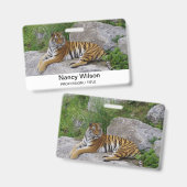 Foto van een Siberische tijger Badge (Voor- en achterkant)