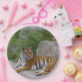 Foto van een Siberische tijger Papieren Bordje (Feest)