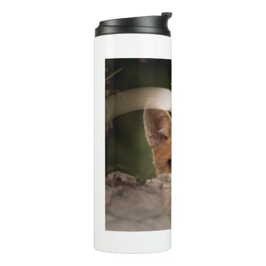 Foto van een Stomme kleine Oranje vossenstaal Thermosbeker (Gedraaid links)