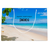 Foto van een Sunny Tropical Beach Verjaardag Groot Cadeauzakje (Voorkant)