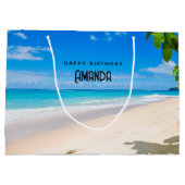 Foto van een Sunny Tropical Beach Verjaardag Groot Cadeauzakje (Achterkant)
