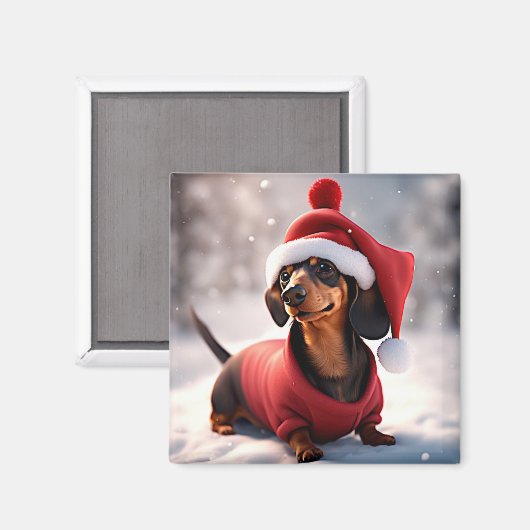 Foto van een teckel met kerst Pet Magneet (Voorkant / Achterkant)