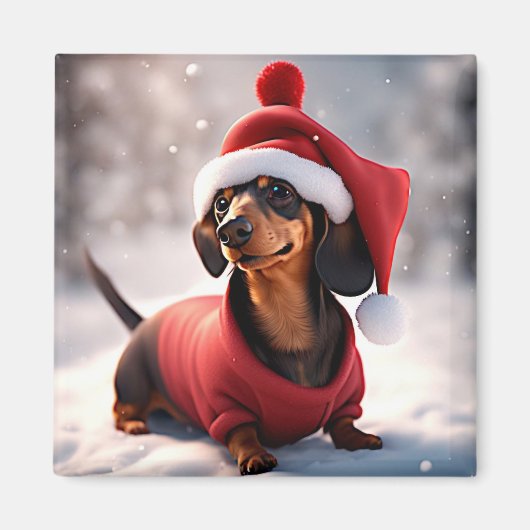 Foto van een teckel met kerst Pet Magneet (Voorkant)