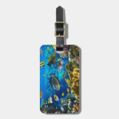 Foto van een tropische vis op een koraalrif bagagelabel (Voorkant verticaal)