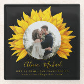 Foto van een trouwe bruiloft, behalve de datum glazen onderzetter (Voorkant)