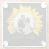 Foto van een trouwe bruiloft, behalve de datum glazen onderzetter (Achterkant)