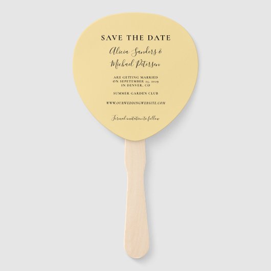 Foto van een trouwe bruiloft, behalve de datum handwaaier (Achterkant)