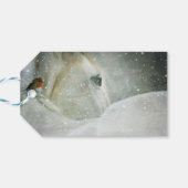 Foto van een White Horse & Bird in Winter Dank je Cadeaulabel (Achterkant Horizontaal)