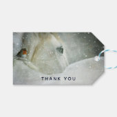 Foto van een White Horse & Bird in Winter Dank je Cadeaulabel (Voorkant (Horizontaal))