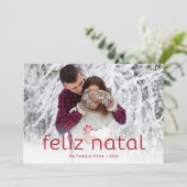 Foto van eenvoudige en Kerstmis Feliz van Pret de Feestdagenkaart (Staand voorkant)