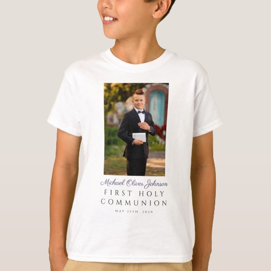 Foto van eerste heilige communie van jongen t-shirt (Voorkant)