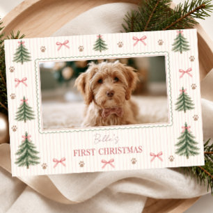 Foto van eerste kerst van hond feestdagenkaart