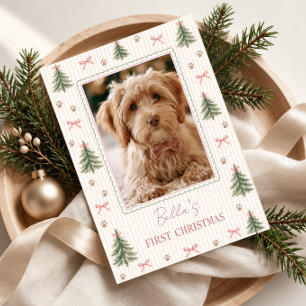 Foto van eerste kerst van hond feestdagenkaart