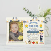 Foto van eindexamen van kinderen op school kaart (Staand voorkant)