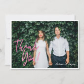 Foto van Electric Love Neon Pink Heart & Typograph Bedankkaart (Voorkant)