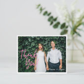 Foto van Electric Love Neon Pink Heart & Typograph Briefkaart (Staand voorkant)