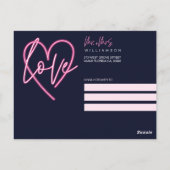 Foto van Electric Love Neon Pink Heart & Typograph Briefkaart (Achterkant)