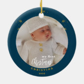 Foto van Elegant 2-Sided My First Kerstbaby Keramisch Ornament (Achterkant)
