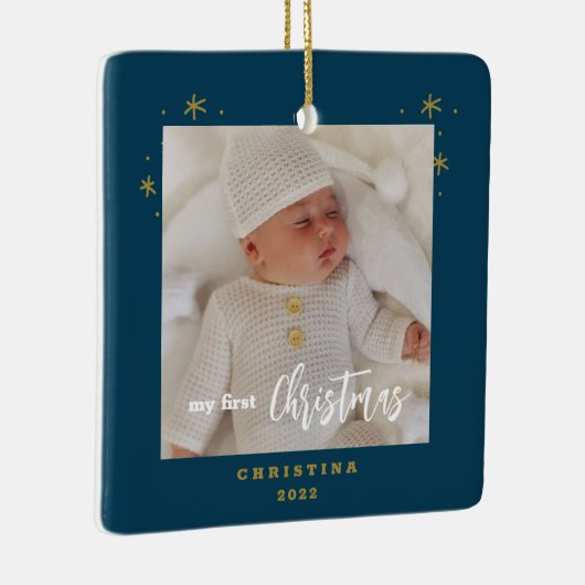 Foto van Elegant 2-Sided My First Kerstbaby Keramisch Ornament (Rechts)