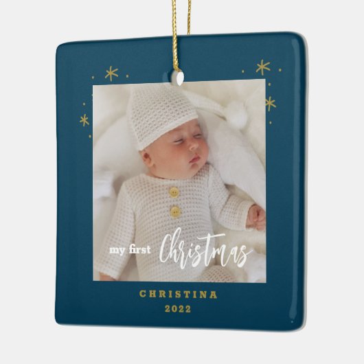Foto van Elegant 2-Sided My First Kerstbaby Keramisch Ornament (Links)