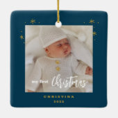 Foto van Elegant 2-Sided My First Kerstbaby Keramisch Ornament (Achterkant)