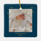 Foto van Elegant 2-Sided My First Kerstbaby Keramisch Ornament (Voorkant)