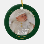 Foto van Elegant 2-Sided My First Kerstbaby Keramisch Ornament (Voorkant)
