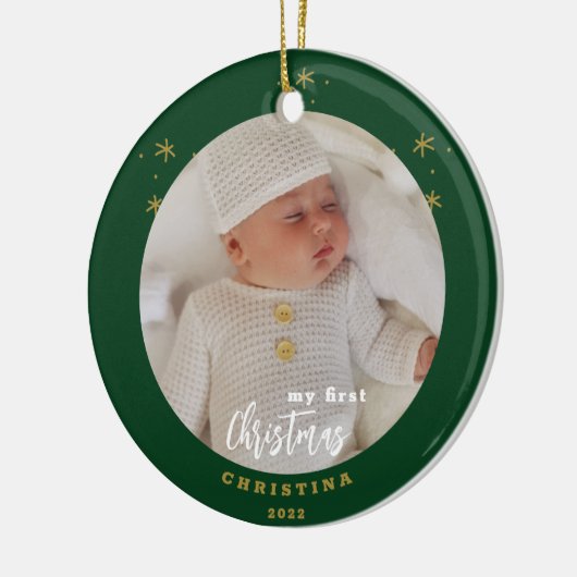 Foto van Elegant 2-Sided My First Kerstbaby Keramisch Ornament (Links)