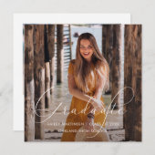 Foto van Elegant Afstuderen wit script Notitiekaartje (Voorkant / Achterkant)