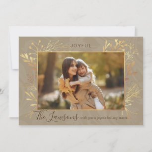 Foto van Elegant Artisan Gold Leaves Feestdagenkaart